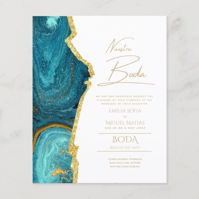 Lámina Nuestra Boda Gold Text AGATE Wedding INVITE (Anverso)