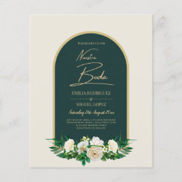 Lámina NUESTRA BODA Green Gold White Roses Winter INVITE