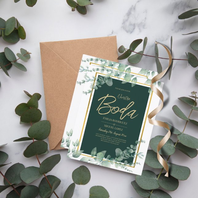 Lámina Nuestra Boda Greenery BODA español QR CODE (Subido por el creador)