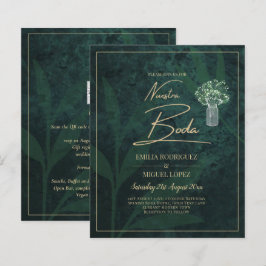 Lámina NUESTRA BODA INVITO DE Gypsophila de oro verde esm