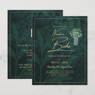 Lámina NUESTRA BODA INVITO DE Gypsophila de oro verde esm