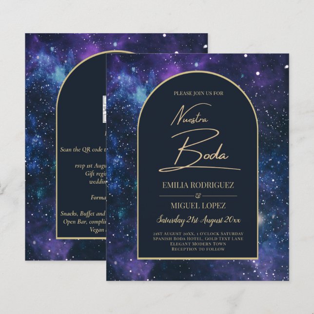 Lámina NUESTRA BODA Starry Night Purple Blue INVITE (Anverso / Reverso)