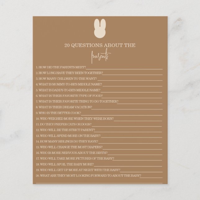 Lámina Nueva conejita 20 Preguntas sobre el juego de los  (Anverso)