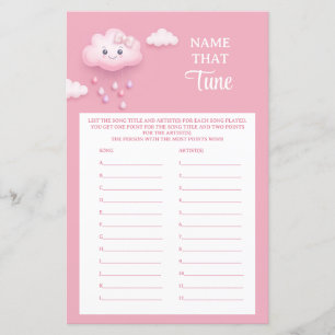 Lámina Nueve nombres de nube rosa pastel suave que sinton
