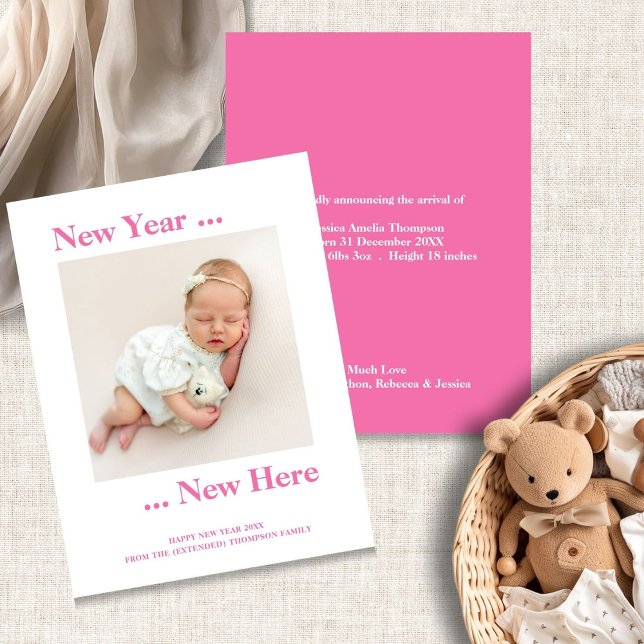 Lámina Nuevo año del presupuesto acá anuncio de nacimient (front and back view)