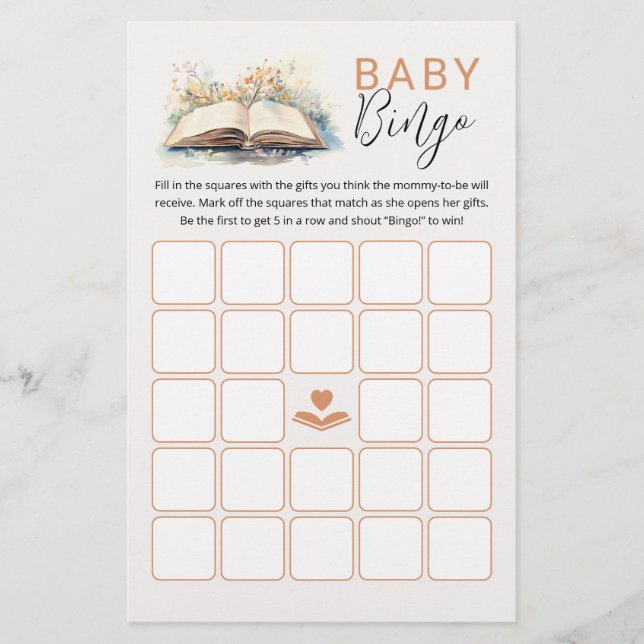 Lámina Nuevo Capítulo Bingo Bebé Juego de Baby Shower (Anverso)