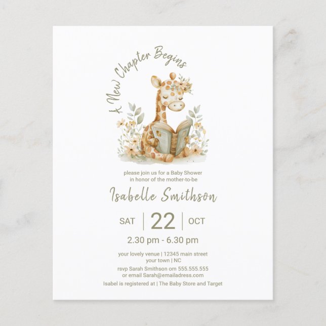 Lámina Nuevo capítulo del presupuesto comienza Baby Showe (Anverso)