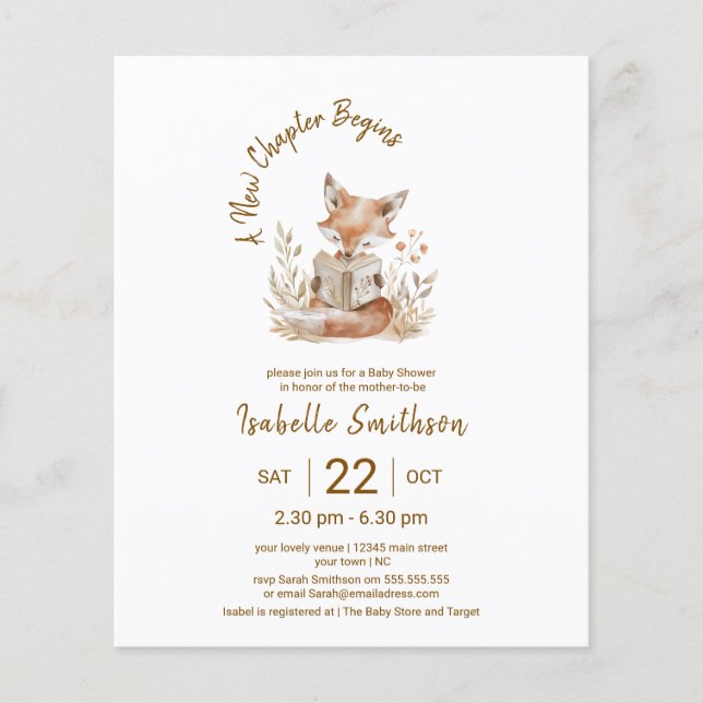 Lámina Nuevo capítulo del presupuesto comienza Baby Showe (Anverso)