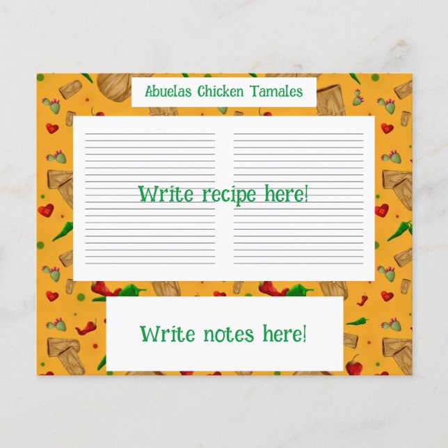 Lámina Nuevo México Chile rojo y verde Tamales Zia Nopale (Anverso)