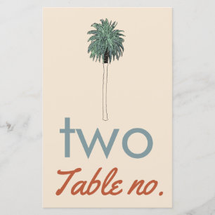 Lámina número de mesa de boda con palmera como marco