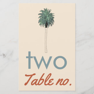 Lámina número de mesa de boda con palmera como marco