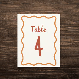 Lámina Número de tabla de Boda de borde ondulado de 70s e