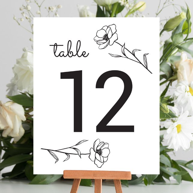 Lámina Número de tabla de Boda de flores silvestres (Wildflower Wedding Table Number)