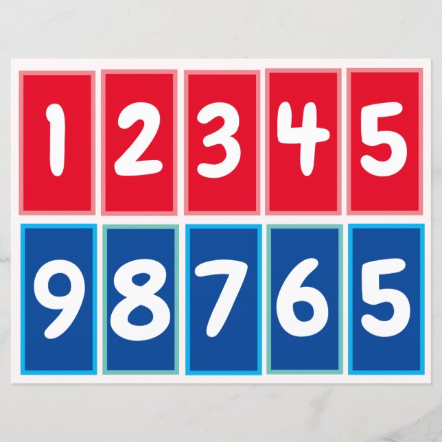 Lámina Números 1 a 9 para practicar pares de decenas (Anverso)