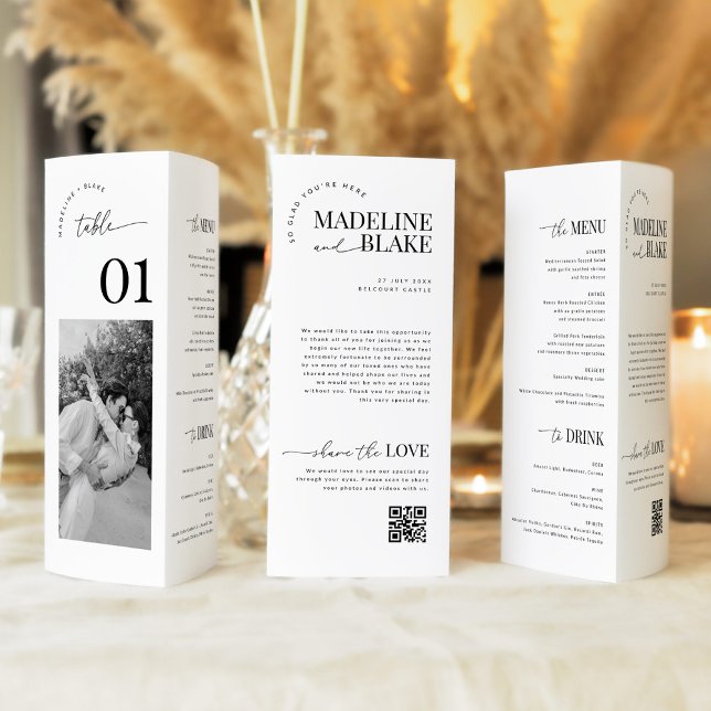 Lámina Números de mesa trifold MADDIE, foto y código QR (Subido por el creador)