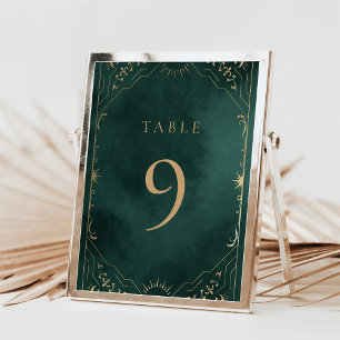 Lámina Números de tabla de Bodas celestes Gold Emerald Gr