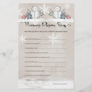 Lámina Nursery Rhyme Prueba Snowman Baby Shower