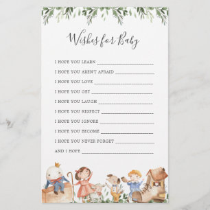 Lámina Nursery Rhymes Baby Shower Desea Un Bebé