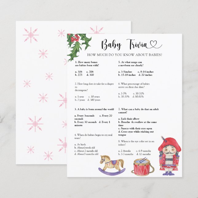 Lámina Nutcracker - Baby Trivia | Juego Baby Shower (Anverso / Reverso)
