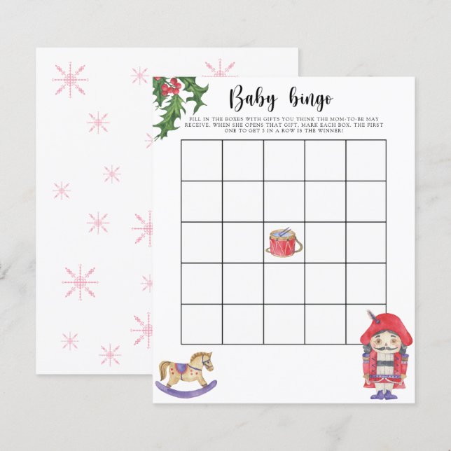 Lámina Nutcracker - Juego de bingo para baby shower (Anverso / Reverso)