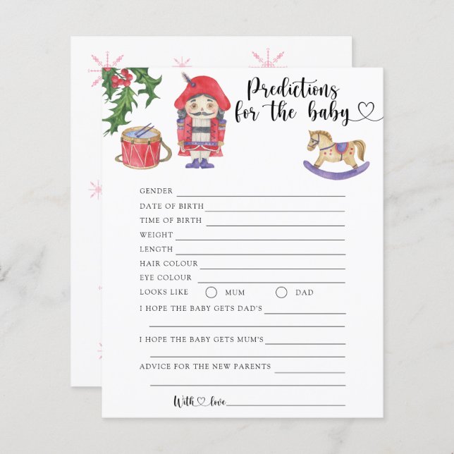 Lámina Nutcracker - predicciones y consejos para bebés (Anverso / Reverso)