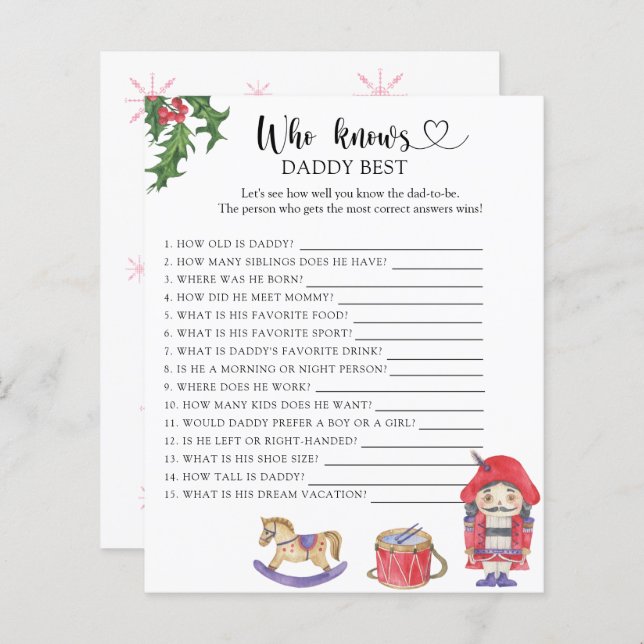 Lámina Nutcracker - Quién conoce mejor al papá juego (Anverso / Reverso)