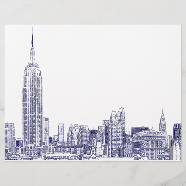 Lámina NYC Skyline Etched 01 Blue (Anverso)
