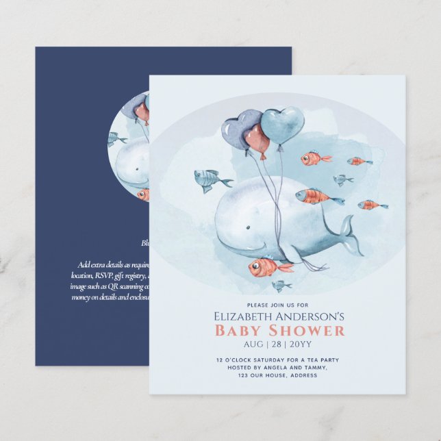 Lámina Ocean Sea Life BABY SHOWER Blue Whale (Anverso / Reverso)