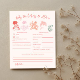 Lámina Ocean Shower Pink Baby Predictions & Advance Card