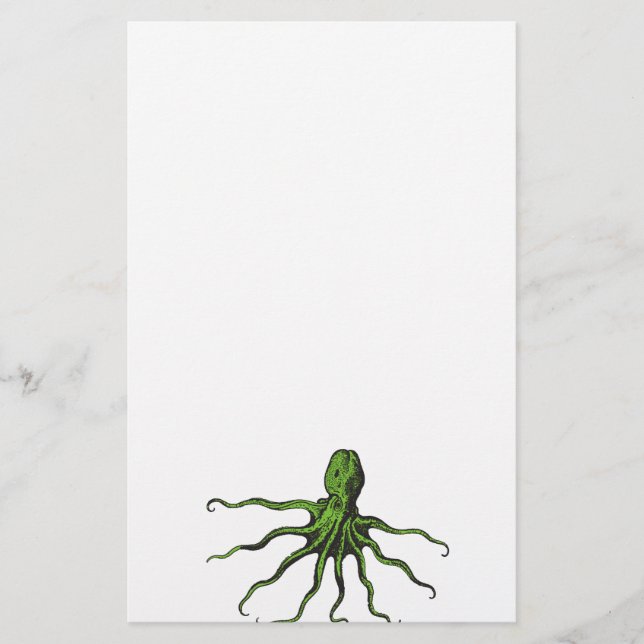 Lámina Octopus ilustrado verde y negro (Anverso)