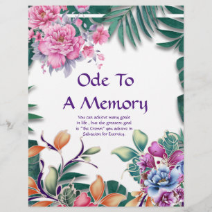 Lámina Ode a un papel personalizado de poesía de memoria