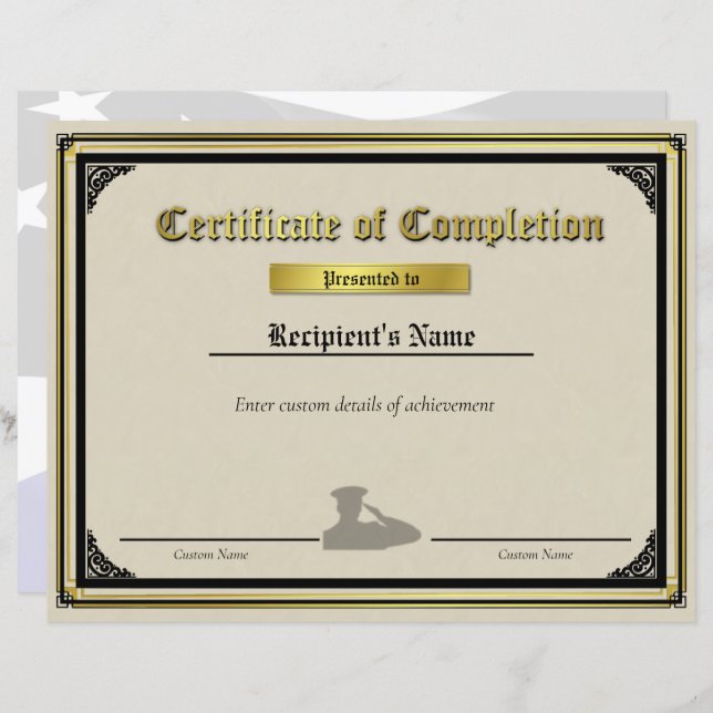 Lámina Oficial personalizado Salute el certificado de la  (Anverso / Reverso)