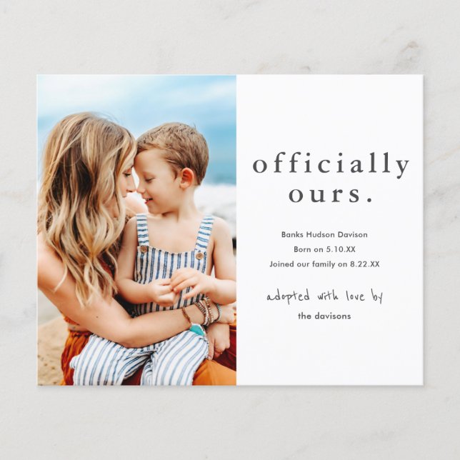 Lámina Oficialmente, nuestra Invitación de adopción de fo (Anverso)