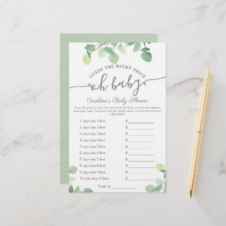 Lámina Oh Baby Adis Price Greenery Juego de Baby Shower