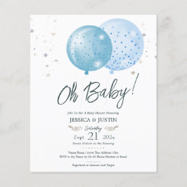 Lámina Oh Baby Blue Balloons Baby Shower