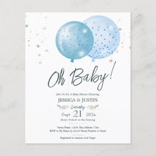 Lámina Oh Baby Blue Balloons Baby Shower