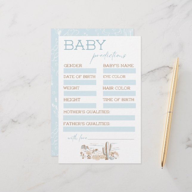 Lámina Oh Baby Cowboy Baby Shower Predictions (Anverso/Reverso In Situ)