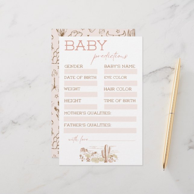 Lámina Oh Baby Cowgirl Baby Shower Predictions (Anverso/Reverso In Situ)