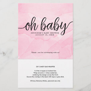 Lámina Oh Baby, Pink Personalized Candy Bar Wrapper
