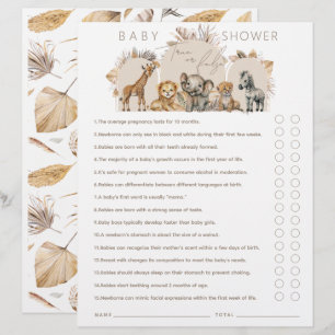Lámina Oh Baby Safari Animals Boho juego de Baby Shower