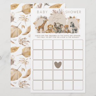 Lámina Oh Baby Safari Animals Boho juego de Baby Shower