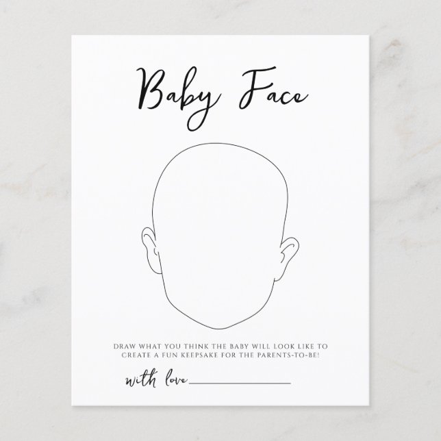 Lámina Oh Baby Woodland Baby Face Game Baby Shower (Anverso)