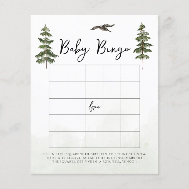 Lámina Oh Baby Woodland Watercolor Baby Bingo (Anverso)