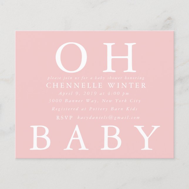 Lámina Oh, bebé | Invitación de Baby Shower (Anverso)