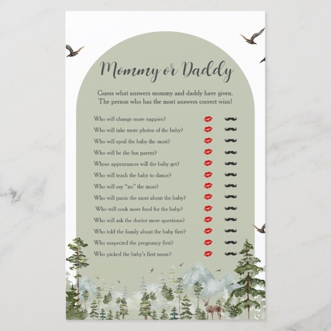 Lámina Oh Boy Adventure Pine Forest Mommy or Daddy (Anverso)