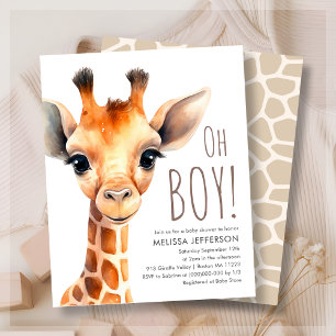 Lámina Oh Boy Giraffe Invitación al presupuesto de Baby S