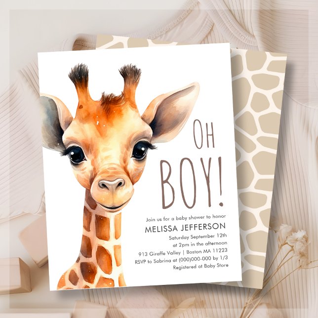 Lámina Oh Boy Giraffe Invitación al presupuesto de Baby S (Subido por el creador)