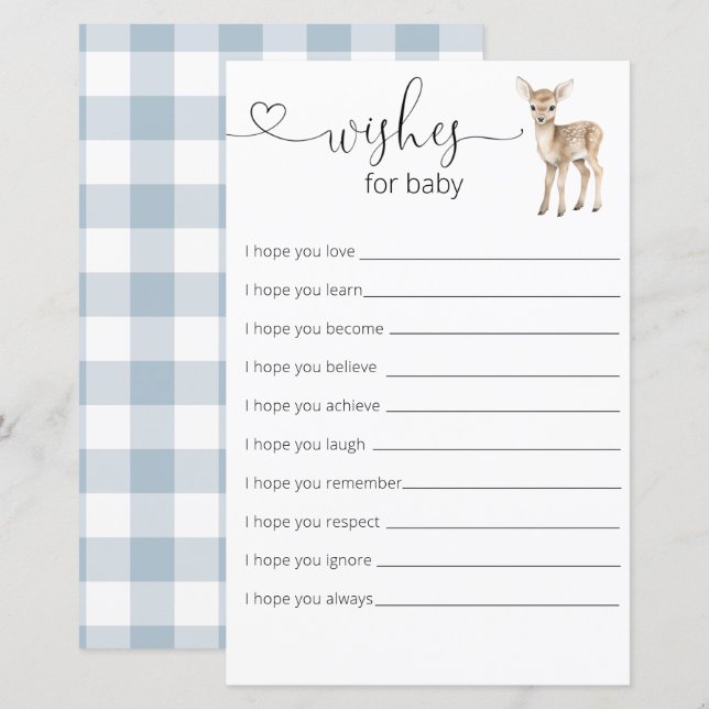 Lámina Oh Deer Woodland Baby Shower Desea Un Bebé (Anverso / Reverso)