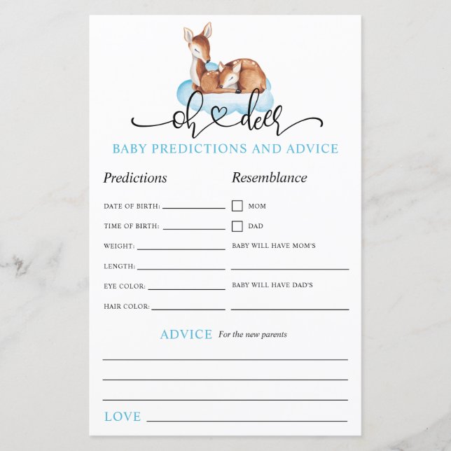 Lámina Oh juego de predicción de consejos de la nube azul (Anverso)