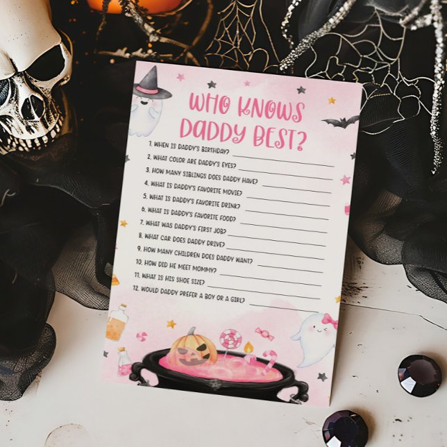 Lámina Oh Sheet Ghoul Halloween quién conoce a papá mejor (Pink Oh Sheet Baby Shower Who knows Daddy Best Game)